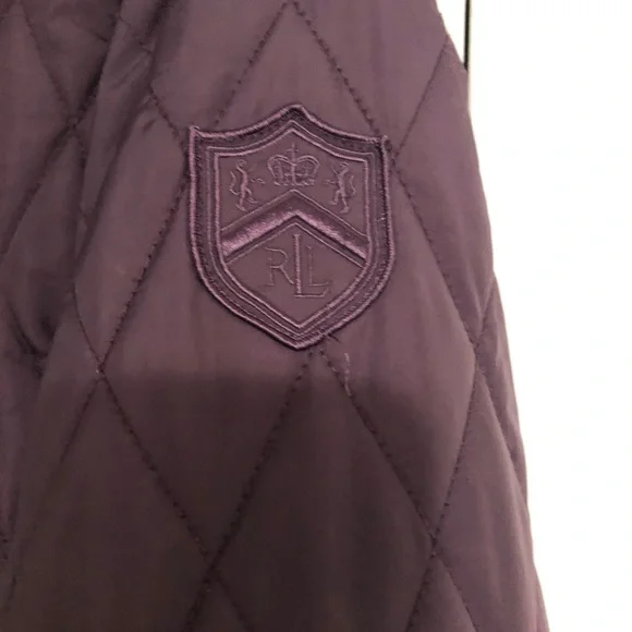 Lauren Ralph Lauren purple quilted jacket faux leather trim womens large outdoor - Picture 5 of 11
